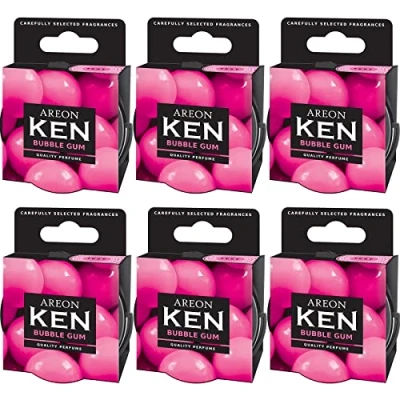 Bild av AREON Ken bil luftfräschare bubbla tuggummi godis bubblegummi doft burk mini hem topp upp justerbart ventilerat lock 3D flerpack set med 6