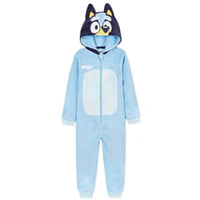 Bild av Bluey Fleece onesies för barn pojkar flickor pyjamas, 3 4 år, Blå