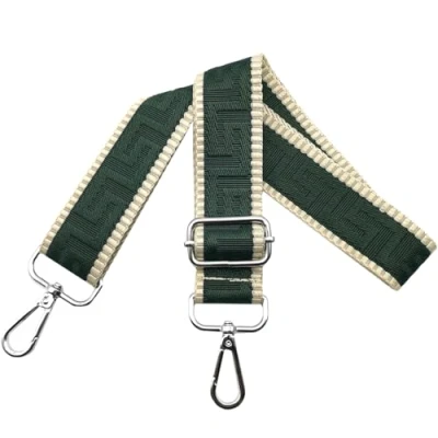 Bild av axelrem för väska väskremmar ombyte, justerbar väskrem bred 3,8 cm med silver karbinhake fickband bärrem handväskor dam, mörkgrön, K3