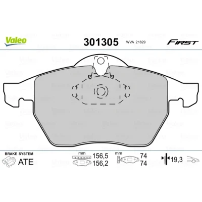 Bild av VALEO 301305 Jeu de plaquettes frein FIRST Essieu avant contact signal d&#039;usure exclu sans tôle anti bruit OPEL: Vectra B Berline, Astra G CC
