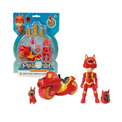 Bild av Giochi Preziosi Petronix Defender Matt &amp; Pup E, Uppdrag med motorcykel och avtagbar ryggsäck leksak, actionfigur 7 cm, superhjälte transformerbar för barn från 3 år