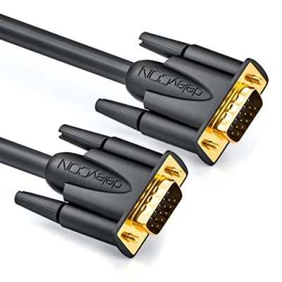 Bild av deleyCON 10m VGA Kabel 15pin S Skärmkabel D Sub Hane 1080p Full HD 3 Faldig Skärmad Kinkskydd Guldpläterade Kontakter Svart