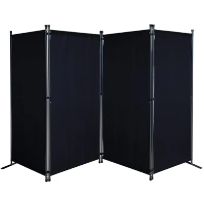 Bild av QUICK STAR Skärmvägg 4 delad 220 x 165 cm Vit Trädgård Utomhus Väderbeständig Balkong Insynsskydd Fällbar Tyg Rumsavdelare Avdelningsvägg Inomhus Paravent Skiljevägg