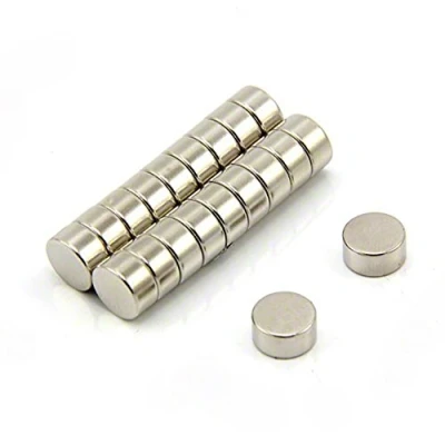Bild av N35 Neodym magnet för konst, hantverk, modelltillverkning 10 mm diameter x 5 tjock 2,5 kg tåg förpackning med 20