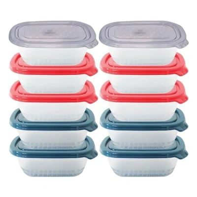 Bild av Små Matlådor med Lock (5 pack, 500ml) BPA fri Plast Förvaringslådor Stapelbara, Mikrovågs och Fryssäkra för Matförberedelse Kylskåpsorganisering (Mix Lids 10Pcs)