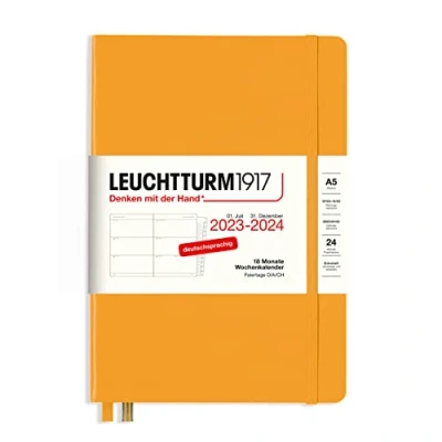 Bild av LEUCHTTURM1917 367601 Veckokalender medium (A5) 2024, 18 månader, Rising Sun, tyska