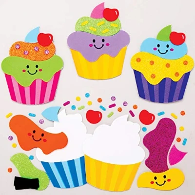 Bild av Baker Ross AT402 kylskåpsmagnetset cupcakes, för kombination, 8 stycken, gör det själv magneter, perfekt barn och hantverksprojekt