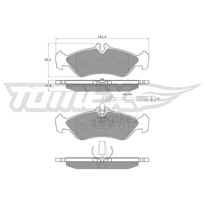 Bild av TOMEX brakes TX 11 501 Jeu de plaquettes frein Essieu arrière contact signal d&#039;usure inclus avec accessoires MERCEDES BENZ: Sprinter 3 T Van