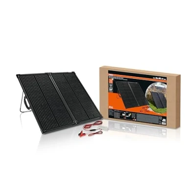 Bild av OSRAM BATTERYcharge SOLAR 100W, bärbar solpanel för off grid ström, batterihållare, hopfällbar med integrerat stativ, överladdningsskydd