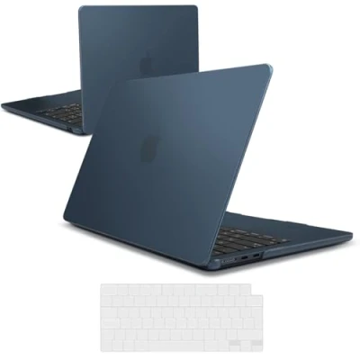 Bild av iNeseon fodral för 2023 2024 MacBook Air 15 M3 A3114/M2 A2941, tunt skyddsfodral i plast, hårt + EU, tangentbordsfodral 15,3, Midnight Matt