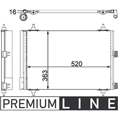Bild av MAHLE ORIGINAL AC 447 000P Condenseur De Clim avec déshydrateur 520 CITROËN: Berlingo / First I, Xsara Picasso