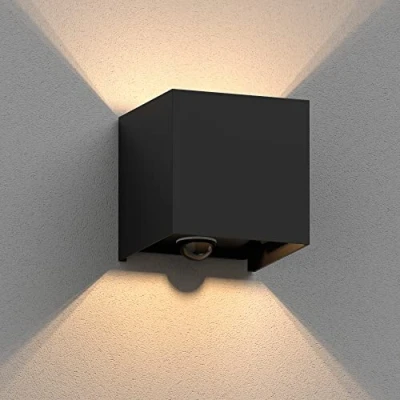 Bild av ledscom.de vägglampa CUBEL för utomhusbruk, IP65, upp/nedljus, rörelsedetektor, svart matt, kantig, 1x G9 max. 10W, utomhusbelysning, vägglampa,