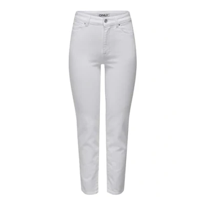 Bild av ONLY Dam raka passform jeans ONLEmily stretch HW ankel, Vit, 28W x 30L