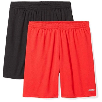 Bild av Amazon Essentials Men&#039;s Performance Tech shorts med lös passform (finns i Big &amp; Tall), Pack of 2, Röd/Svart, XL