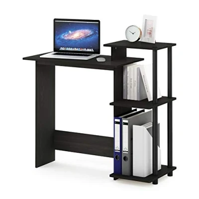 Bild av Furinno Efficient Home Laptop Notebook Datorskrivbord, studieskrivbord, skrivskrivbord, Espresso/svart, 100,6 (B) x 85,3 (H) 39,6 (D) cm