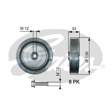 Bild av GATES TVD1008A Poulie Damper 136 avec accessoires FleetRunner Micro V Stretch Fit RENAULT: Megane Scenic, CLIO 2, MASTER 2 Kasten