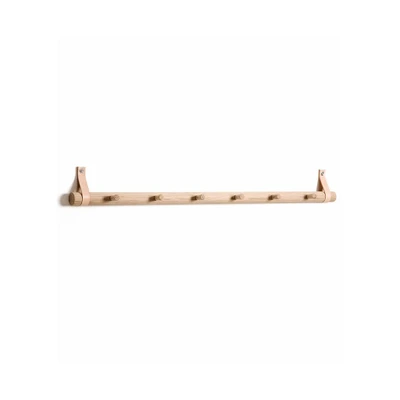 Bild av EKTA Handvaerk Rack Dot Krokar Nature oak &amp; leather 6 Dots L: 80,5 cm