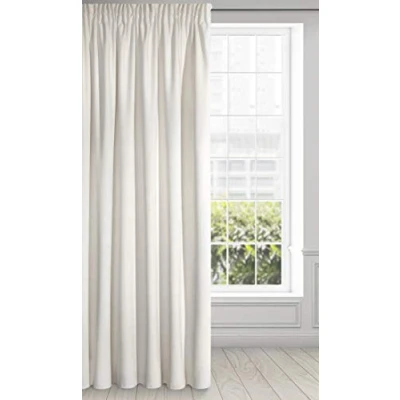 Bild av Eurofirany RIA Mörkläggningsgardin, Ogenomskinlig, Satänggardin med Gardintejp 1st. Extra Lång Gardin, Elegant, Vanlig, Vardagsrum, Sovrum, Densitet 290 g/m², 140x270 cm, Grädde