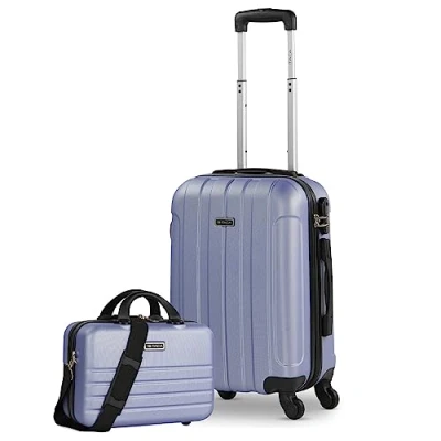 Bild av ITACA Liten flygplanshytt resväska med 4 hjul [55x40x20] och Man Woman toalettväska. Styv märket Travel Resväska. Handbagagevagn. Kombination hänglås 771150B, Lila