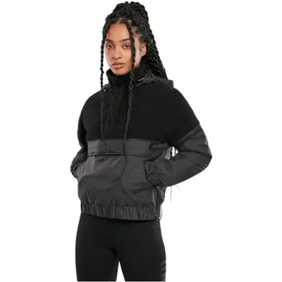 Bild av Urban Classics Dam Sherpa Mix Pull Over Jacka, SVART/SVART, XL