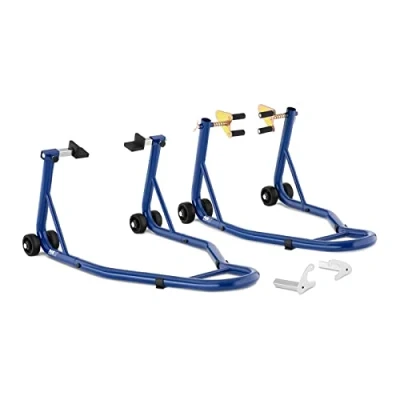 Bild av MSW MS 14 motorcykelhjulsstativ 2 st främre och bakre hjul gaffelfäste fram bak kolstål adapter B3, B5 B6 4 vardera