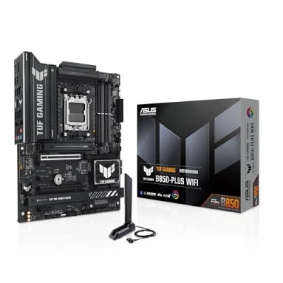 Bild av ASUS TUF Gaming B850 PLUS WIFI AMD ATX motherboard, 14+2+1 80A DrMOS power stages, DDR5, PCIe 5.0 Ready, 3xM.2 spelautomater, Wi Fi 7, Realtek 2,5 GB Ethernet, DisplayPort, HDMI™, USB 20 Gbps typ C®,