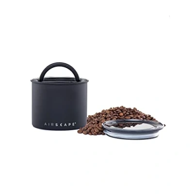 Bild av Planetarisk design flygande kaffebehållare i rostfritt stål Matförvaringsbehållare Patenterat lufttätt lock Tryck ut överflödig luft och bevarar fräschhet (liten, matt svart)