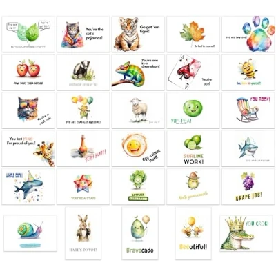 Bild av the lazy panda card company 60 pack med skämt vykort uppmuntran motiverande uppmuntringar 30 olika mönster för barn tonåringar studenter