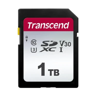 Bild av Transcend Höghastighets 1 TB SDXC minneskort (för digitalkameror; bilder och videor; bilradio) Klass 10, UHS I U3, Videohastighetsklass V30 för 4K Ultra HD TS1TSDC300S