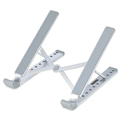 Bild av StarTech.com Vikbart laptop höjningsstativ, bärbart höjdjusterbart ergonomiskt laptopstativ, ventilerad aluminiumram stöder 10 kg (22 pund), lutning/höjd/vinklad laptop/surfplattestativ