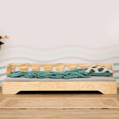 Bild av smartwood TILA 1S barnsäng 80x160 med fallskydd i trä för killar och tjejer mångsidig Montessori säng lamellram 160x80 cm naturligt