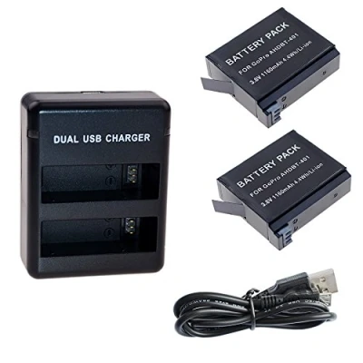 Bild av Suptig Daul batterier och laddare för Gopro HERO4 svart/Gopro Silver AHDBT 401