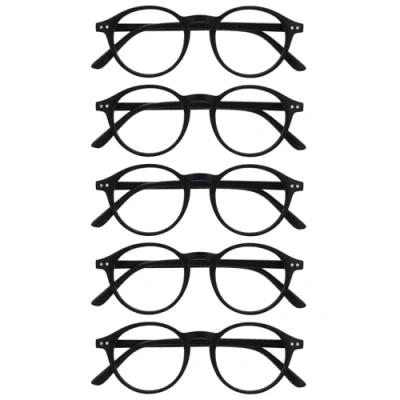 Bild av OPULIZE REY läsglasögon 5 pack retro rund ram matt svart herr dam fjädergångjärn RRRR56 1 3,00