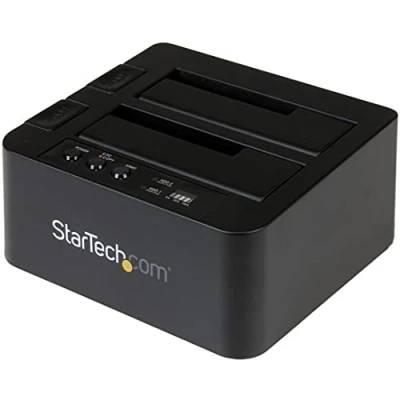 Bild av StarTech.com Fristående hårddiskduplicator extern HDD/SSD kloner/kopiator med dubbla fack USB 3.1 (10 Gbps) till SATA III dockningsstation, hårddiskklonering/återställning, diskkloner