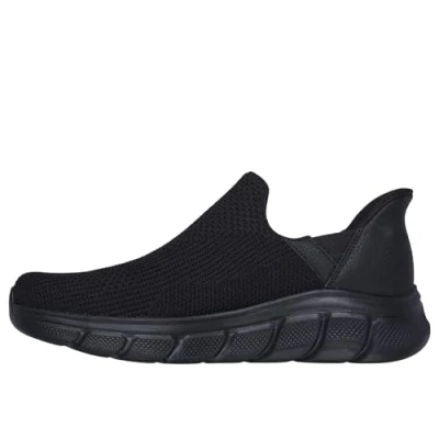Bild av Skechers Herr handsfree Slip ins BOBS B Flex Resilient Edge sneakers, Svart textil, 9,5 UK, 44 EU