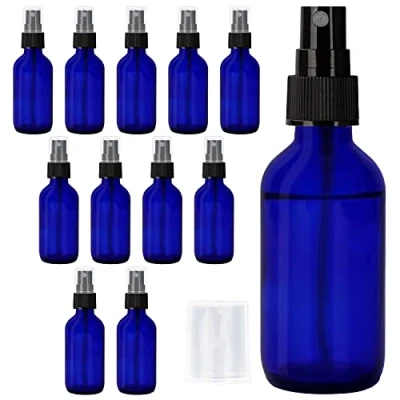 Bild av Belle Vous Blå Sprejflaskor (12 Pack) 60ml Tomma Fin Dimma Påfyllningsbara Kobolt Flaskor för Oljor, Rengöring, Resa, Aromaterapi, Husdjur &amp; Parfym