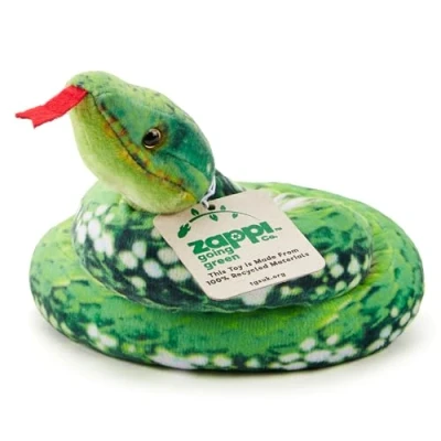 Bild av Zappi Co 100 % återvunnen plysch grönt träd python ormleksak (100 cm längd) mjuk gosig leksak, miljövänlig, grön för nyfödda