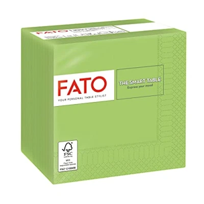 Bild av Fato Enstaka pappersservetter, Förpackning med 100 servetter, Format 24 x vikta i 4, 2 slöjor, Äpple grön, papper 100% ren cellos, FSC Certifierad, Äpplegrön, cm, 82233003