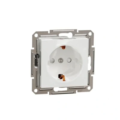 Bild av Schneider Electric Asfora EPH2970221D Schuko uttag 16A, kontaktskydd, skyddskontaktuttag, uttagsklämma, infälld dosa, vit