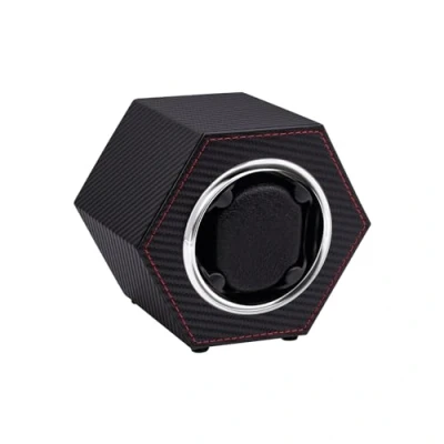 Bild av Mcbazel Automatisk klockuppdragare, PU läder klocka upprullningsbox enkel för 1 display förvaring armbandsur med tyst motor auto vändare USB C driven, Kolfiber, standard, Modern