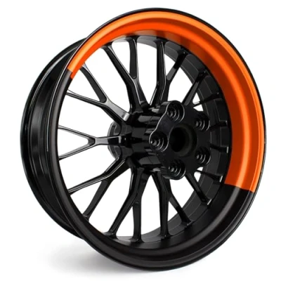 Bild av 4 delat fälgbäddsklistermärke, set för 17 tums fälgar komplett dekor folie motorcykel fälgkant dekal självhäftande vattentät uv resistent MR021 (04 06 halv orange)
