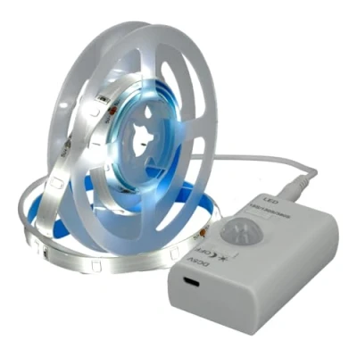 Bild av Jandei 1 meter LED Strip ljus med rörelsesensor, USB laddningsbar, flexibel och självhäftande. Nattbelysning för sovrum, garderob, låda, kök, trappa (kallt ljus)