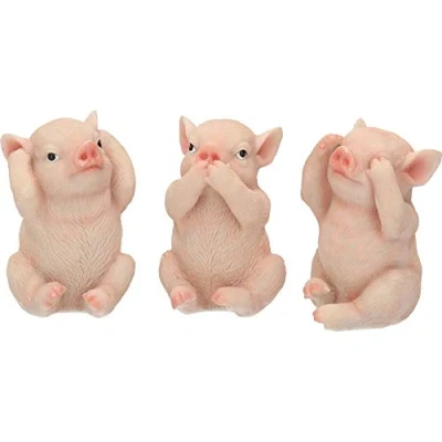 Bild av Nemesis Now Three Wise Pigs statyett 11 cm rosa