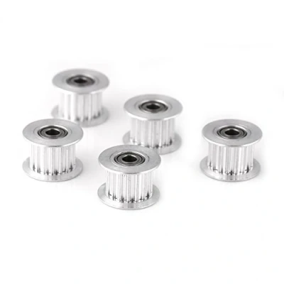 Bild av Walfront 3D skrivartillbehör, 5 stycken 2GT aluminium Timing remskiva, 3 mm/5 mm borrhjul 16/20 tand eller tandlös för bältets bredd 6 mm/10 (W6 mm, 16T, Bore 3, tandad)