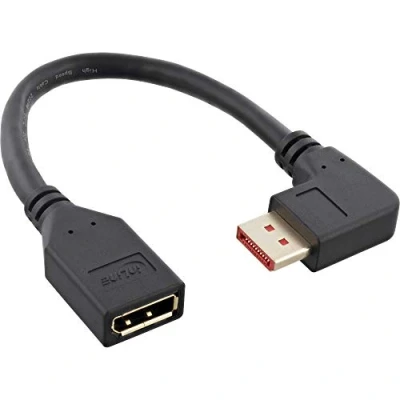 Bild av InLine® DisplayPort 1.4 adapterkabel ST/BU, 8K4K, vinklad till höger, svart/guld, 0,15 m