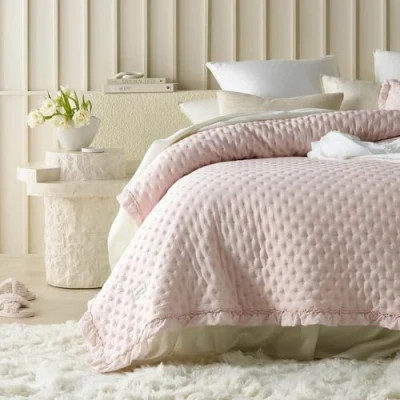 Bild av ROOM99 Molly elegant överkast i puderrosa, 170 x 210 cm, mångsidig filt som sängöverkast eller sofföverkast, för säng och soffa, täcke, stil, perfekt sängspread