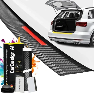 Bild av CarDesign AI Stötfångarskydd passar VW Passat B8 Variant 20142024 (5 dörrars kombi): lackskyddsfolie och klösskydd för bagageutrymme/stötfångare (kolröd)