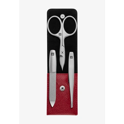 Bild av Zwilling Beauty Twinox CASE MADE OF Leather WITH PUSHBUTTON, 3 Parts Nagelvård tillbehör, Storlek: One Size, Rot