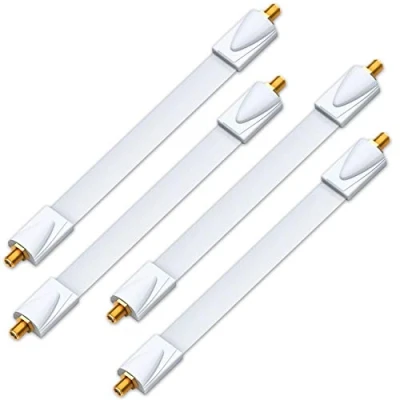 Bild av deleyCON 4x Fönstergenomföring SAT Kabel 17cm Flexibel 26cm Längd Koppling Fönster &amp; Dörrar Guldpläterade Extremt Platta Skärmade Självhäftande Dynor Vit