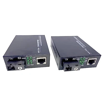 Bild av Elfcam® Förpackning med 2 fiberEthernet omvandlare, SFP mediaomvandlare ingår, upp till 20 km över fiberoptisk SC enkelläge (1 RJ45 port x 1 port)